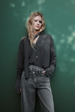 HIGH-WAIST TRF WIDE-LEG JEANS WITH CROSSOVER WAISTBAND - Zara фото 34