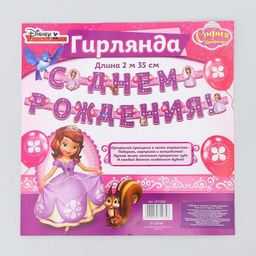 Гирлянда на люверсах «С Днем Рождения!», длина 235 см, Принцесса София