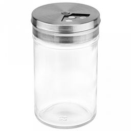 Банка для специй (перечница/солонка) стеклянная "Гладь" 100мл д4,7см h8,2см, диаметр горла - 3,2см, винтовая крышка нерж. (Китай)