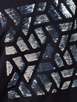 VILATTE / Футболка из премиального хлопка с авторским принтом пайетками  фото 3