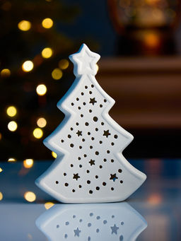 Светодиодная фигура «Ёлка звёзды» 9.7×4.5×13.7 см, 1 LED, керамика, от батареек LR44×3, свечение тёплое белое
