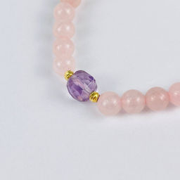 Браслет из Розового кварца и Аметиста 16 см