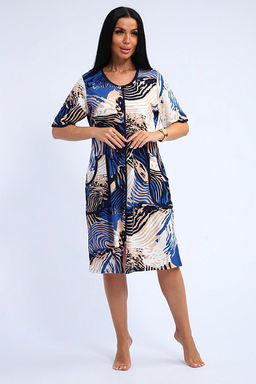 Халат женский на молнии с карманами (01057, синий) - Плиона фото 6