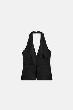 TOP HALTER SATINADO / Negro