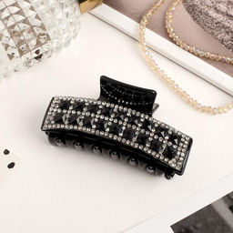 Цена за 6 шт. Крабик для волос «Томирис», квадратики, 8 см, чёрный