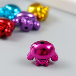 Цена за 5 шт. Бусина для творчества пластик «Зайчик глянцевый металлик», 2.1×1.6×1.3 см, МИКС