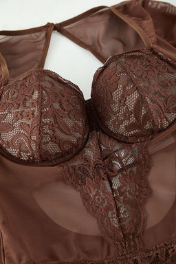 TRENDYOLMILLA Siyah Dantelli Cut Out/Pencere Detayl? Kapl? Orme Body THMAW25BD00003 фото 5