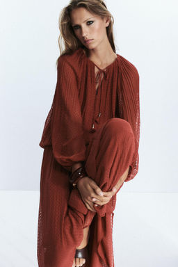 TASSEL PLEATED BLOUSE - Zara фото 15