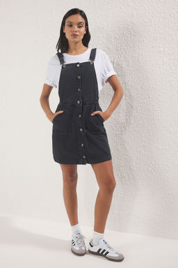 Trendyolmilla Antrasit Mini Salopet Denim Elbise TWOSS25EL00702  фото 2