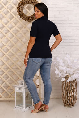 Водолазка женская, рибана с лайкрой, темно-синий (657-4)