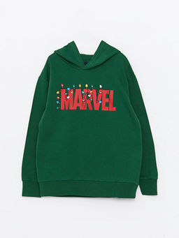 Kap??onlu Marvel Bask?l? Uzun Kollu Erkek ?ocuk Sweatshirt