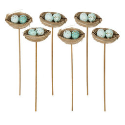 Набор из 6-ти изделий декоративных (вставка) "Гнездо пасхальное" (6*5*3), L26 W17 H5,5 см