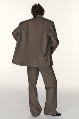 OVERSIZE STRIPED DOUBLE FABRIC BLAZER - Zara фото 11