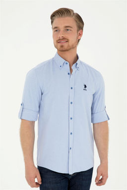U. S. Polo Assn / Мужская голубая рубашка с длинным рукавом