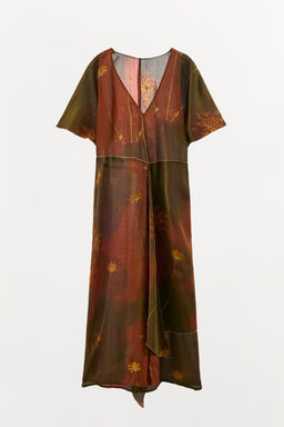 METALLIC THREAD KAFTAN DRESS WITH BEADS - Zara фото 3