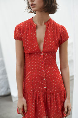 VESTIDO CORTO LUNARES / Rojo / Blanco - Zara фото 2