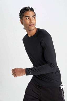 DeFactoFit Облегающая футболка с круглым вырезом и принтом в стиле спортсмен с длинными рукавами  фото 3