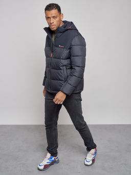 Куртка мужская зимняя с капюшоном спортивная великан темно-синего цвета 8377TS - Wonderrman фото 10