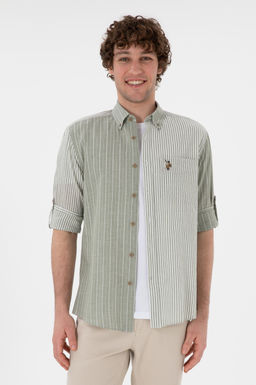 Erkek Koyu Haki Uzun Kollu G_mlek Sepette S_rpriz _ndirim