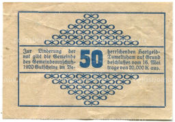 50 геллеров 1920 года Австрия Тумельсхат (нотгельд)