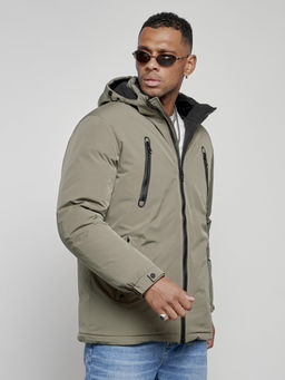 Куртка спортивная мужская зимняя с капюшоном серого цвета 8360Sr - Wonderrman фото 9