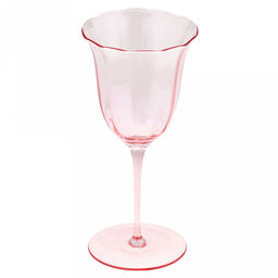 Бокал стеклянный "Карамель" 280мл, д9см, h19см, волнистый край, розовый прозрачный (Китай)