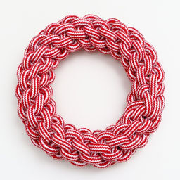 Игрушка канатная Кольцо, 250 г, до 20 см, красная/белая - Пижон фото 2