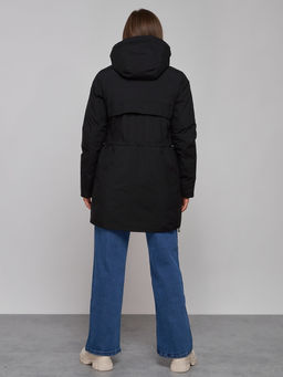 Зимняя женская куртка молодежная с капюшоном черного цвета 58622Ch - RoccaManer фото 6