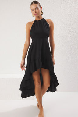 K?rm?z? Dokuma Volanl? Plaj Mini Elbise TBESS25EL00094 - Trendyolmilla фото 5