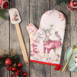 Набор новогодний подарочный Доляна. Олень: варежка-прихватка, лопатка силикон