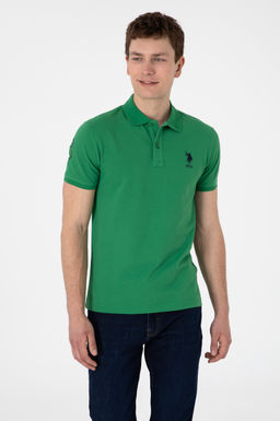 Erkek Slim Fit Polo Yaka Ye_il Basic Ti__rt Sepette S_rpriz _ndirim