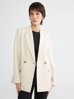 Kruvaze Yaka Krep Kad?n Blazer Ceket