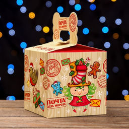 Цена за 5 шт. Подарочная коробка Новогодняя посылочка, 10,8 х 10,8 х 10,8 см - Simaland фото 4