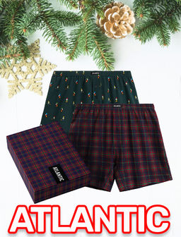 ATLANTIC 2GMB-013 Трусы боксеры Check - набор 2 шт. темно-зеленый + темно-синий