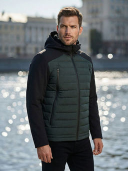 Куртка мужская гибридная стёганая с капюшоном с графеновой подкладкой черного цвета 9627_1Ch - Mtforce фото 74