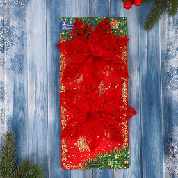 Цена за 2 шт. Ёлочные игрушки 2 шт. Зимнее волшебство. Резной цветок пластик, 14 см, красный  фото 3