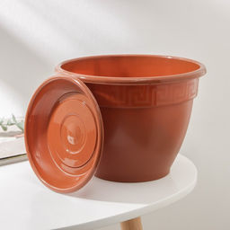 Горшок для цветов с поддоном «Антик», 3,6 л, d=22 см, пластиковый, цвет терракотовый