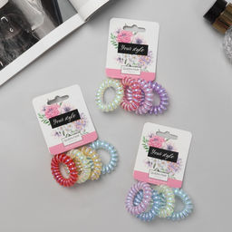 Цена за 3 шт. Резинки для волос «Пружинка», набор 4 шт., глянец перелив, d=3.8 см, МИКС