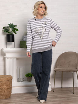 Блуза Журавлиная песня (бело-серая) Б15285-18М - Lt collection фото 2