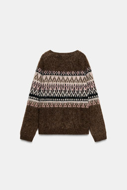 JACQUARD BRUSHED EFFECT KNIT JUMPER - Zara фото 6