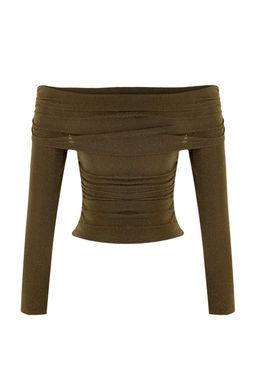 Alt?n Carmen Yaka Simli Orme Party Bluz TPRSS26BZ00002 - Trendyolmilla фото 4