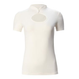 Футболка женская с вырезом MINAKU: Basic line, экрю, размер 40