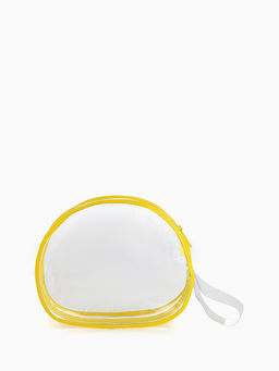 Косметичка на молнии для бассейна, с ручкой, маленькая, жёлтая/прозрачная