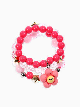 Цена за 2 шт. Набор браслетов детский Выбражулька «Цветок» 3 шт. d=6 см. бело-розовый