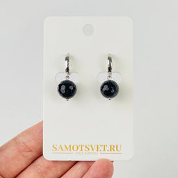Серьги из черного Агата