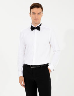 Белая приталенная рубашка под смокинг - Cacharel фото 3