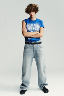 FADED-EFFECT TEXT T-SHIRT
