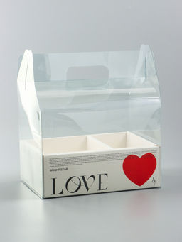 Коробка с PVC для цветов и десертов 26×18×30 см, любовь