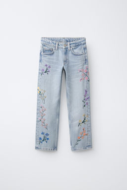 JEANS STRAIGHT FLORES BORDADAS / Azul - Zara фото 2