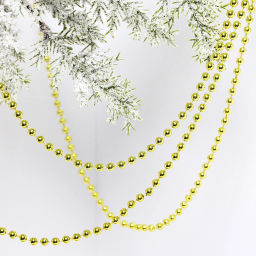 Цена за 4 шт. Бусы на елку 2,7м "Шарик" d-6мм, золото (pvc коробка)